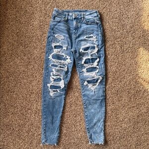 American Eagle Outfitters Distressed Curvy Hi-Rise Jegging, women’s 4